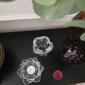 Elegant Lotus Flower Clear Glass Tealight Holders